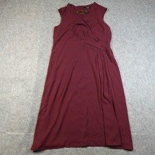 Ralph Lauren Dress Womens 16 Jersey Sheath Cap Sleeve Midi Red Leather Buckle