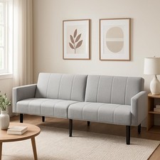 Soft Linen Sofa Bed Convertible Futon Sofa 75.5" 3-Seater Sleeper Couch Lounge