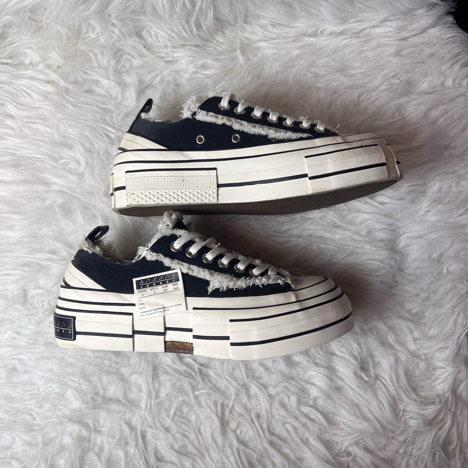 xVESSEL G.O.P. Lows Unisex Black Canvas/Shearling Lining Sneakers Size M/5 W/7 image 5