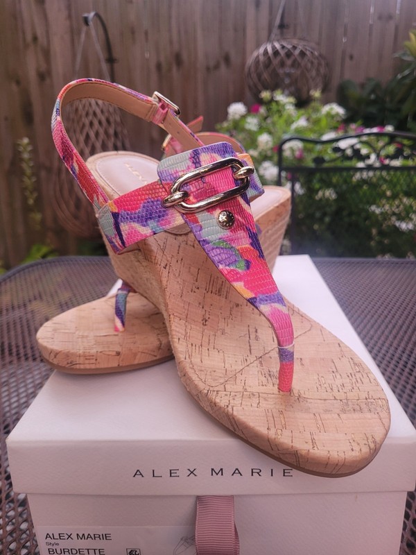 Alex Marie Womens Size 9.5  Carmen Multi Burdette Wedge BRAND NEW Sandels