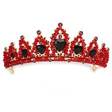 Queen of Hearts Crown, Red Rhinestone Crystal Wedding Tiara, Descendant 4 Ris...
