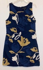 Banana Republic Navy Blue Floral Sleeveless Mini Dress Sz 12 Embroidered