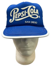 Vintage Pepsi-Cola San Diego Company Employee Truckers Hat 3 Stripe Snapback