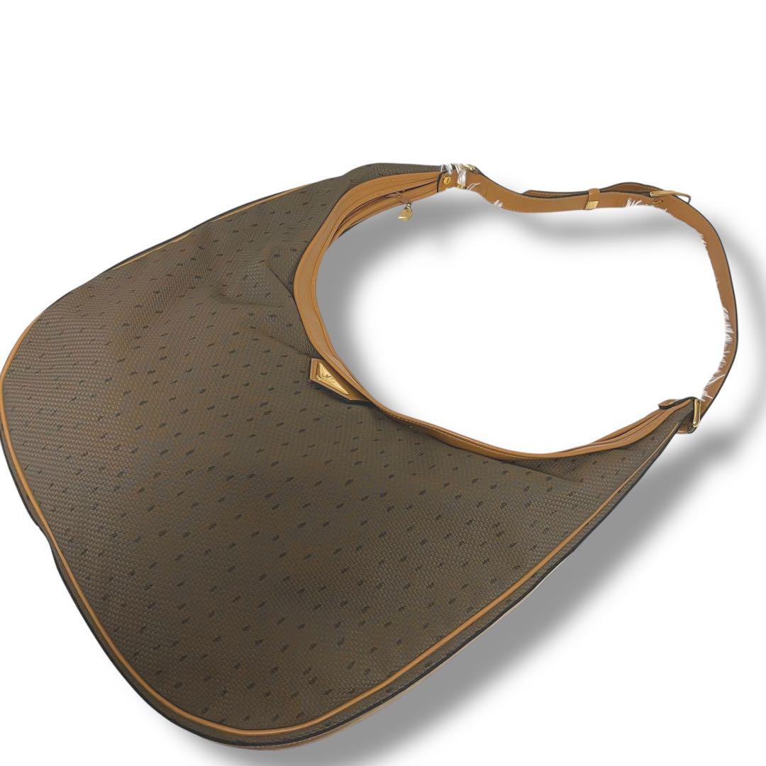 Rara borsa a tracolla YVES SAINT LAURENT YSL tela mezzaluna marrone vintage usata ex+