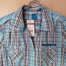 STREET ONE Bluse Hemdbluse 42 NEU weiß  kariert Baumwolle Elasthan Maße beachten