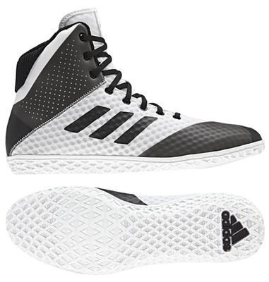 Adidas Mat Wizard 4 Wrestling Shoe - Black & White - Official Wrestling Shoe
