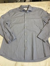Charles Tyrwhitt Mens 17 34 Slim Fit Non Iron Dress Shirt Blue Geometric Jermyn