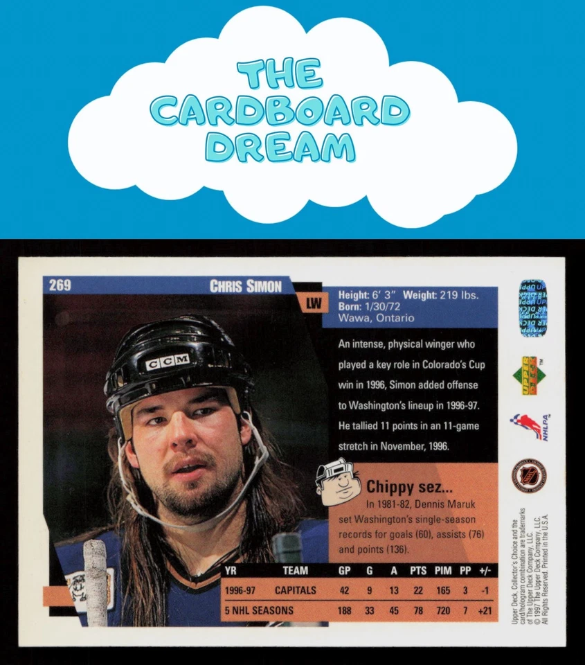 Chris Simon 1997-98 Collector's Choice #269 Washington Capitals Hockey Card - Image 2 of 2