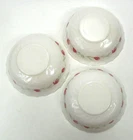 Vtg Arcopal France Soup Cereal Bowls Milk Glass Red White Scalloped Set of 3