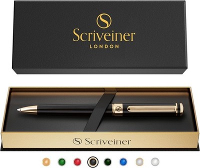 Black Lacquer Ballpoint Pen -Stunning Luxury Pen, Real Gold Plating, Schmidt