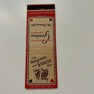 The Horseshoe and Gardena Club Gardena CA Vintage Matchbook Cover TMB30-6