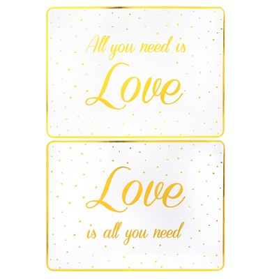 Weiß/Gold Set Mit 2 Geschirr Korken Platzdeckchen - All You Need Is Love