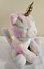 FAO Schwarz Glow Bright Cat Plush Light Up Stuffed Animal Gray Kitty Toy