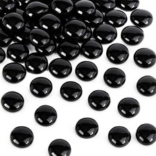 1LB Black Flat Glass Marbles, Glass Pebbles Vase Filler, Dark Beads Fishbowl