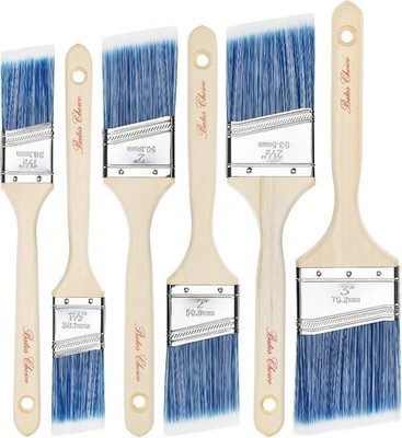 Paint Brushes 6-Pack Angle Brushes in Assorted Sizes for All Latex and Oil Paint