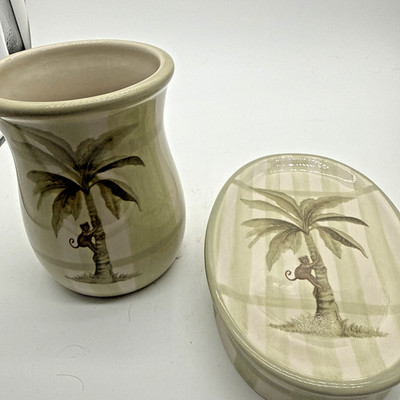 Bathroom Accessories Palm Tree Monkey India Ink