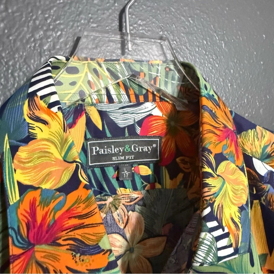 Paisley & Gris Samuel Calce Ajustado Manga Larga Floral Abotonada Talla L Foto 4 de 4