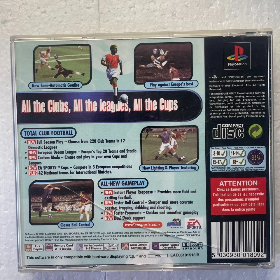 FIFA 99 Sonly Playstation 1 PS1 PSX PAL Game Complete w Manual Tested - Image 3 of 3