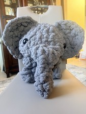 Extra Lrge Handmade Crochet Elephant Plush 25  Stuff Animal Soft Gray 1 of a Kind