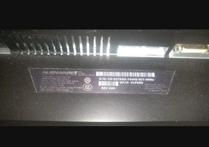 Dell Alienware Gaming Monitor-OptX AW2210 22" 1920 x 1080-75Hz-Tested (NO STAND) - Image 2 of 4