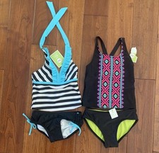Circo Girls Tankini Lot 4 pc Mix  Match Swim bathing suit UPF50 XS 4/5 NEW 