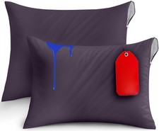 Zippered Pillow Encasements 20x26, 2 Pc Bed Bug Proof Covers, Waterproof, Purple