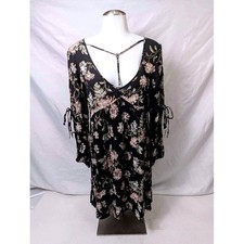 American Eagle Outfitters ~ Floral V-Neck Mini Dress ~ Black Pink Boho ~ Medium