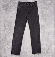Vintage Levis Orange Tab 505 Jeans Mens 30x30 USA Made 1997 Raw Hem 90s Black