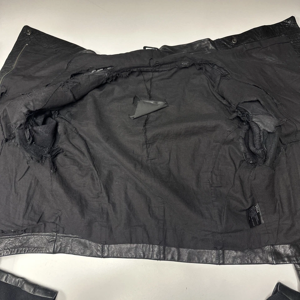 Veda Dallas кожи Moto куртка размер M черный эластичный рукав панели мотоциклиста - Изображение 3 из 4