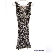 Dressbarn Floral Faux Wrap Deep V Ruffle Dress Women’s 6