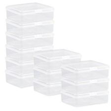 Clear Plastic Beads Storage Containers Empty Mini Box 12 Pack with Lids Hinged