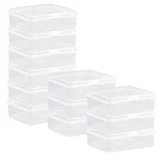 Clear Plastic Beads Storage Containers Empty Mini Box 12 Pack with Lids Hinged