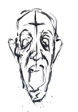 Zealot original expressive portait painting on papaer