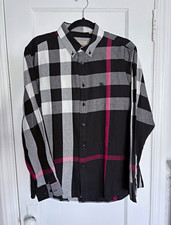 Burberry Brit Men  s XL Plaid Woven Cotton Long Sleeve Button-Down Shirt