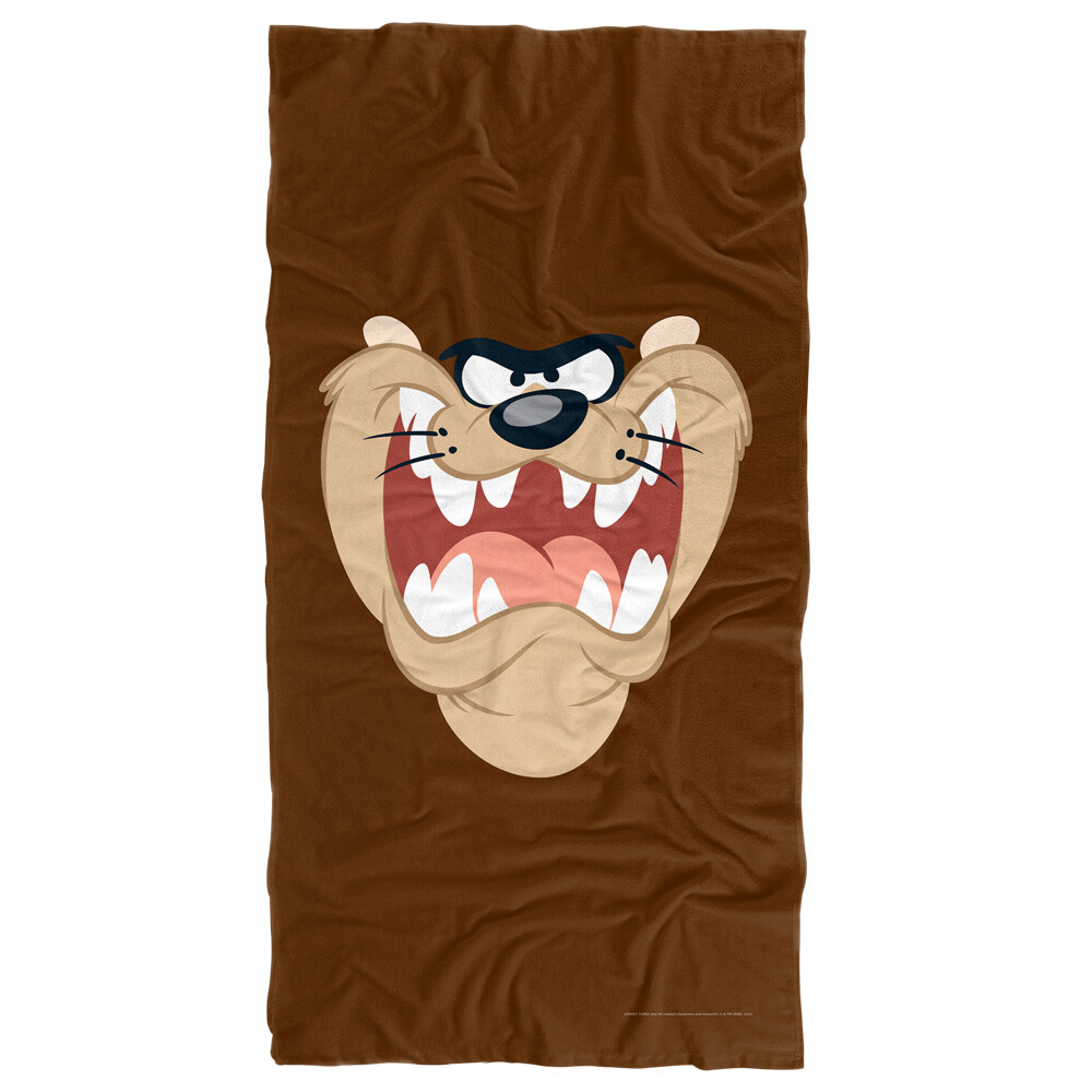 Looney Tunes Taz Face Beach Towel 30x60 Inches for Pool and Sand