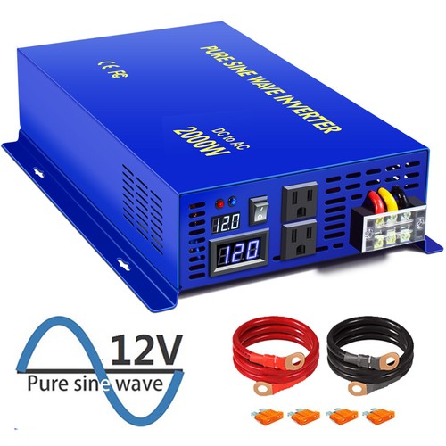 XYZ 2000W Pure Sine Wave Inverter DC 12v to 110v AC 120v Solar Power