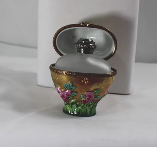LIMOGES GOLD HEART ROSE PERFUME BOTTLE PORCELAIN/TRINKET BOX HAND PAINTED - Picture 5 of 13