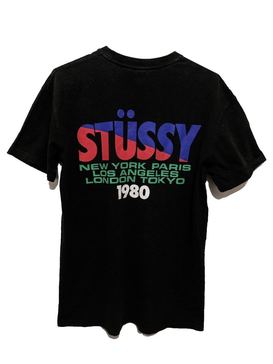 Stussy Custom Made Shirt Men Black New York Paris Los