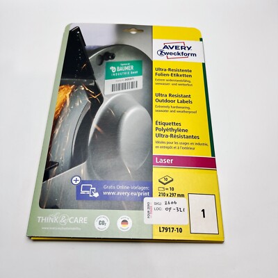 AVERY L7917-10 - A4 Laser Etiketten Wetterfest Öl Schmutz & UV beständig - 10er Pack