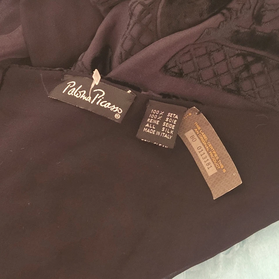 PALOMA PICASSO BLACK VELOUR AFRIQUE STYLE SCARF AUTHENTIC RARE LIMITED EDITION - Изображение 3 из 4