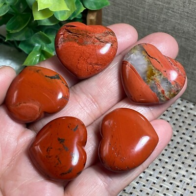 5pcs  Red jasper raw stone rock heart specimen madagascar healing 55g A6
