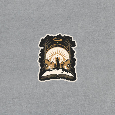 Dark Fantasy Book Magic Portal Castle Dragon Storybook Sticker #3801