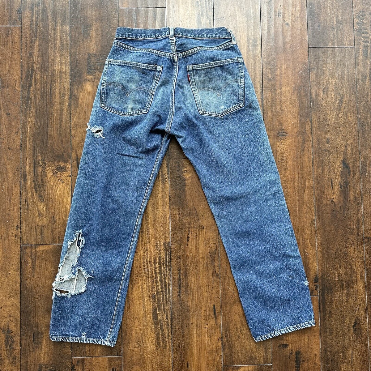 Levis 501 XX Big E True Vintage 60s Redline THRASHED Denim Jeans