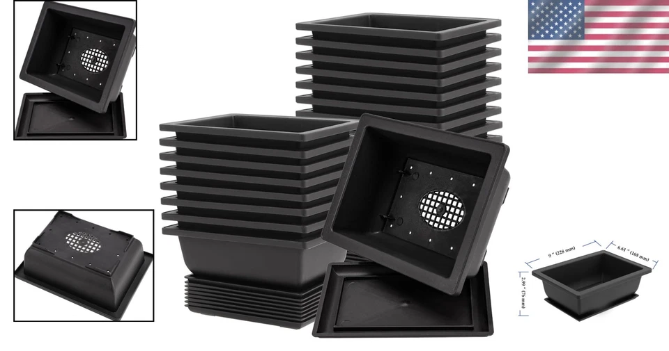 20 PCS 9-Inch Bonsai Training Pots with Humidity Trays - Durable and Lightweight - Image 2 of 4