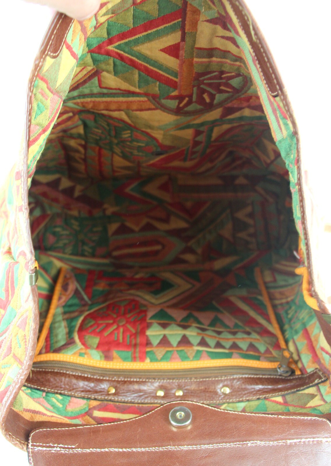Sac Bettina Convertible Multicolore - Toile Et Cuir Marron - Fait Main Italie