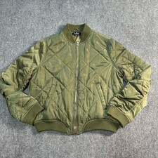 Lulus Jacket Womens Extra Large Green Full Zip Quilted Pocket Polyester Coat