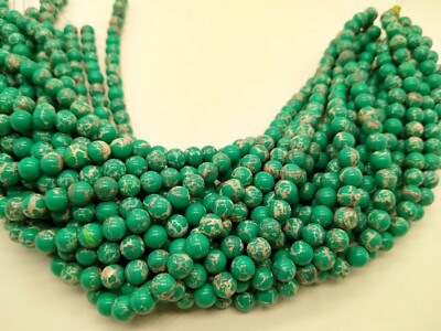 The Three Strands R100 3 Strand Natural Green Copper Turquoise Round Smooth 8mm Beads 12