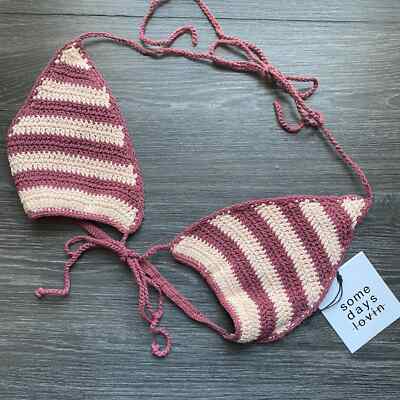 Somedays Lovin Miles Crochet Bikini Top Sz Small - Main Image