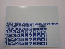  Decal sheet with BLUE Numbers 1/64 scale AFX Tyco Lifelike Autoworld