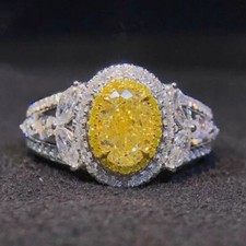 Yellow Citrine Diamond Ring 2.80Ct Oval Cut Simulated Fashion Engagement Ring
